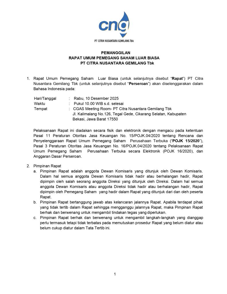 Notice of Extraordinary General Meeting of Shareholders